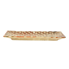 Hand Brush Stroke Design Ceramic Rectangular Platter - Multicolor, Length: 30 Cm, Width: 12 Cm | Starter Serving Tray