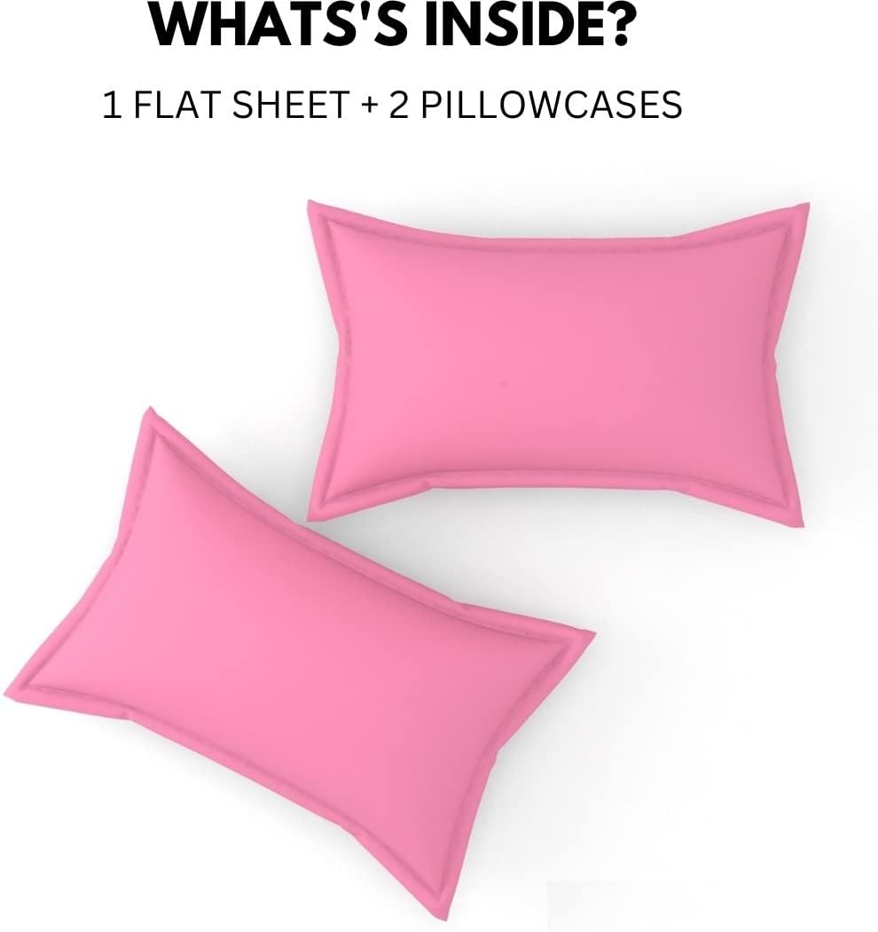 Microfiber Double Bed Bedsheet With 2 Pillow Covers Double Bed Sheet King Size - Size 90 X 95 Inches, Pink | 144 TC King Size Perfect Bedsheet