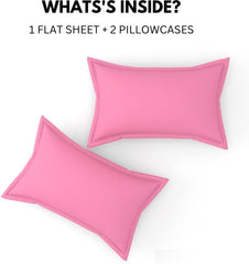 Microfiber Double Bed Bedsheet With 2 Pillow Covers Double Bed Sheet King Size - Size 90 X 95 Inches, Pink | 144 TC King Size Perfect Bedsheet