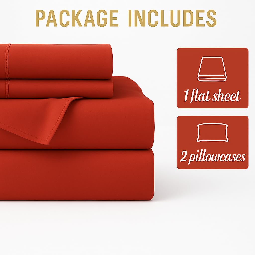 100% Pure Cotton Double Bed Bedsheet With 2 Pillow Covers - Size 90 X 100 Inches, Red | Lightweight, Soft & Breathable Durable & Long-Lasting Bedsheet