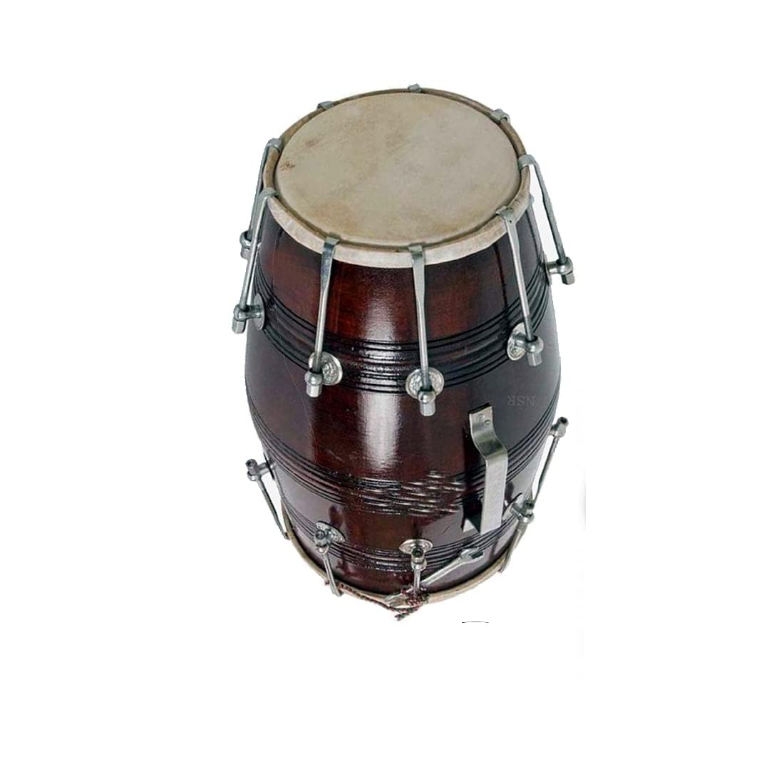Professional Grade Screw Fitted Dholak - Brown | Perfectly Symmetric Round Dholak Nickel Plated Bolts & Nuts - Dholak For Festival, Wedding, Satsang | Very Easy To Tune