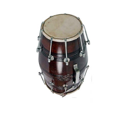 Professional Grade Screw Fitted Dholak - Brown | Perfectly Symmetric Round Dholak Nickel Plated Bolts & Nuts - Dholak For Festival, Wedding, Satsang | Very Easy To Tune