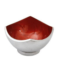 Handcrafted Aluminium Stylish Red Serving Bowl - 300ml, Height - 6 Cm, 290 Gm | Decorative Bowl - Dry Fruit Serve Ware