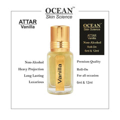Ocean Skin Science Original Attar | Crafted From Pure Undiluted Aquatic French Scent | Heavy Projection & Long Lasting | Non Alcoholic & Luxurious Attar For Men & Women Vanilla, 6ml, 0.2 Fl.oz