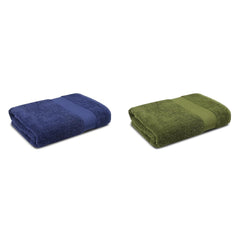 Trident 100% Cotton Bath Towel 1000 Gsm (Navy & Olive)- 2 Piece