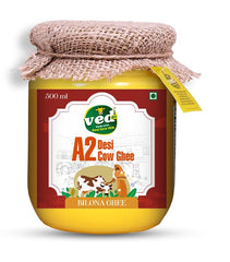 100% Natural A2 Desi Cow Ghee By Ved-A2 | Hand Churned, Made With Traditional Vedic Bilona Method Desi Ghee For Digestive Health | (500ml) 16.9 Ounce | Jar Pack