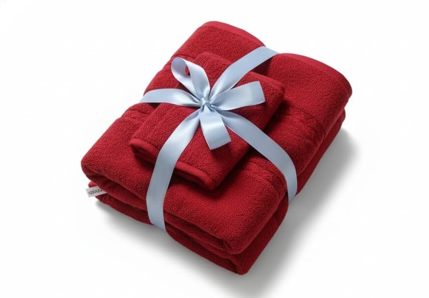 OpalBridge Exim Luxury 100% Cotton Terry Bath & Hand Towel 700 Gsm | 100% Soft & Absorbent Cotton Towel (Cherry Red)