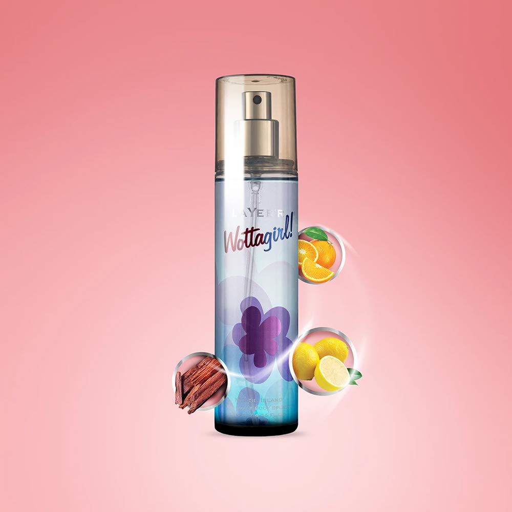 Layer'r Wottagirl  Mystic Island + Amber Kiss Fragrant Body Splash Each 135ml 4.56 Fl.oz. Combo Of 2