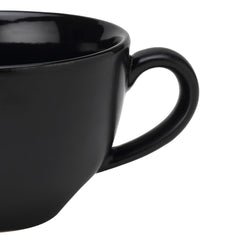 Ceramic Soup & Coffee Wide Large Mug With Handle - Set Of 1, 350ml, Black | Bone Ash Free & Microwave Safe - Mug For Maggi, Cappuccino, Latte, Green Tea
