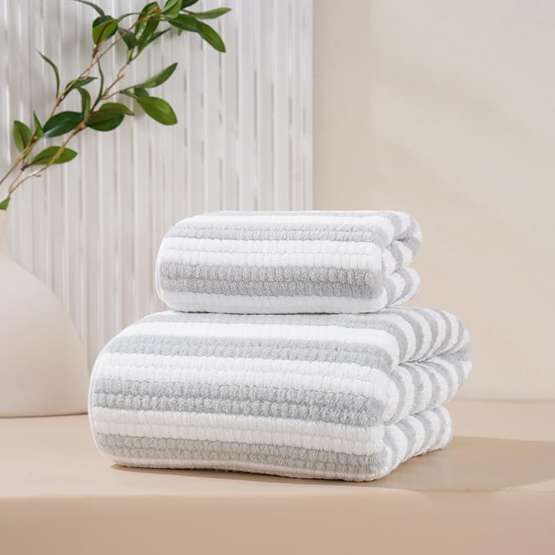 Homecloud Ultra Soft Bath & Face Towel 400 Gsm | 3x Softer Than Cotton Towels Highly Absorbent & Ultra Fast Dry Perfect For Home, Pool, Spa & Gym | Set Of 2 (Grey)