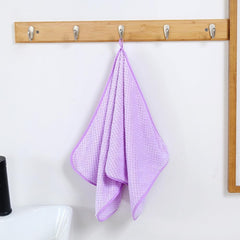 Linear Microfiber Hand & Face Towel Small Size 300 Gsm | Towel For Men, Women & Babies Ultra Soft Absorbent & Quick Dry Towels For Gym, Travel (Purple)- Pack Of 2