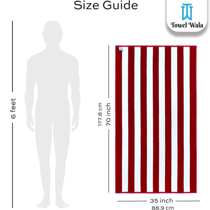 Towel Wala Striped Soft Turkish Cotton Large Bath Towel 450 Gsm | For Men & Women, Hotel Pool Towel (Pack Of 3)