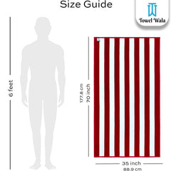 Towel Wala Striped Soft Turkish Cotton Large Bath Towel 450 Gsm | For Men & Women, Hotel Pool Towel (Pack Of 2)