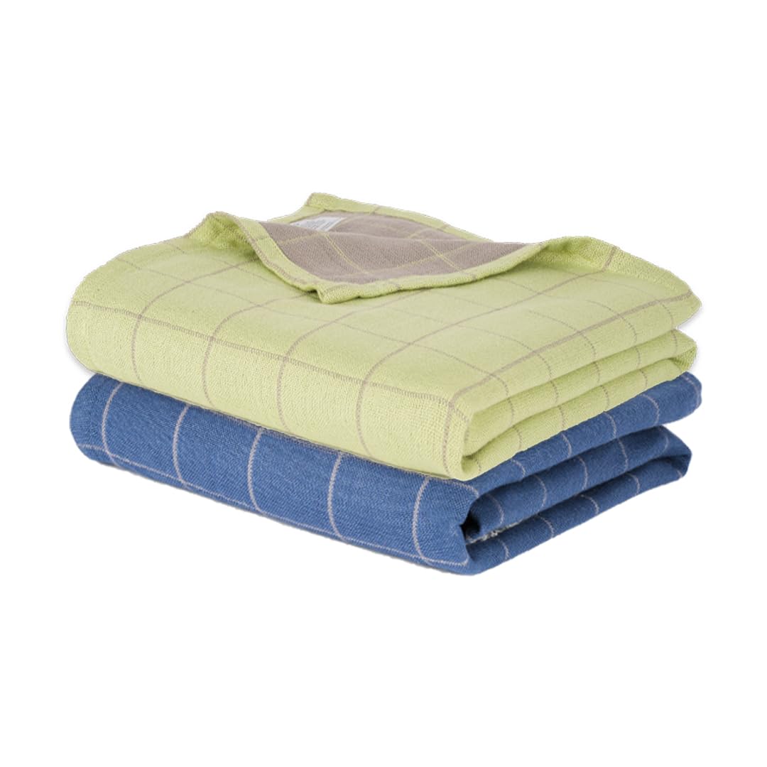 Doctor Towels, Banana Double Cloth Bath Towel, Super Soft & High Absorbency Towels For Sensitive Skin, Quick Dry Towels For Bath Large Size Pack Of 2 (Blue & Green)