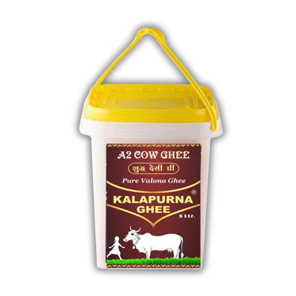 Pure A2 Desi Cow Ghee By Kalapurna Ghee | Delicious & Nutritious Healthy Desi Cow Ghee For Strong Bones | (5 Litr) 169.0 Ounce | Bucket