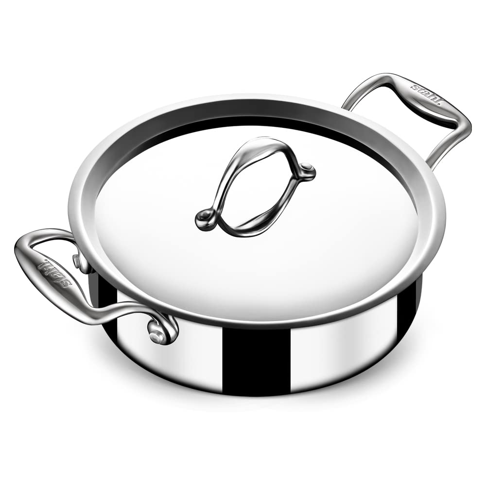 Triply Stainless Steel Artisan Cook & Serve Casserole With Lid | 22cm, 3 Liters - Serves 4 People