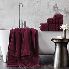 Spread Spain Roman Face, Hand & Bath Large Towel 600gsm | Super Soft & Comfortable, Extra Absorbent Cotton Towels For Face, Body & Gym- Marsala (Set Of 3)