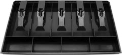Abs Plastic Cash Drawer Organizer Tray With Coin Slot | Cashier Drawer Box For Petty Cash - 5 Bill & 4 Coin Compartments, Colour - Black