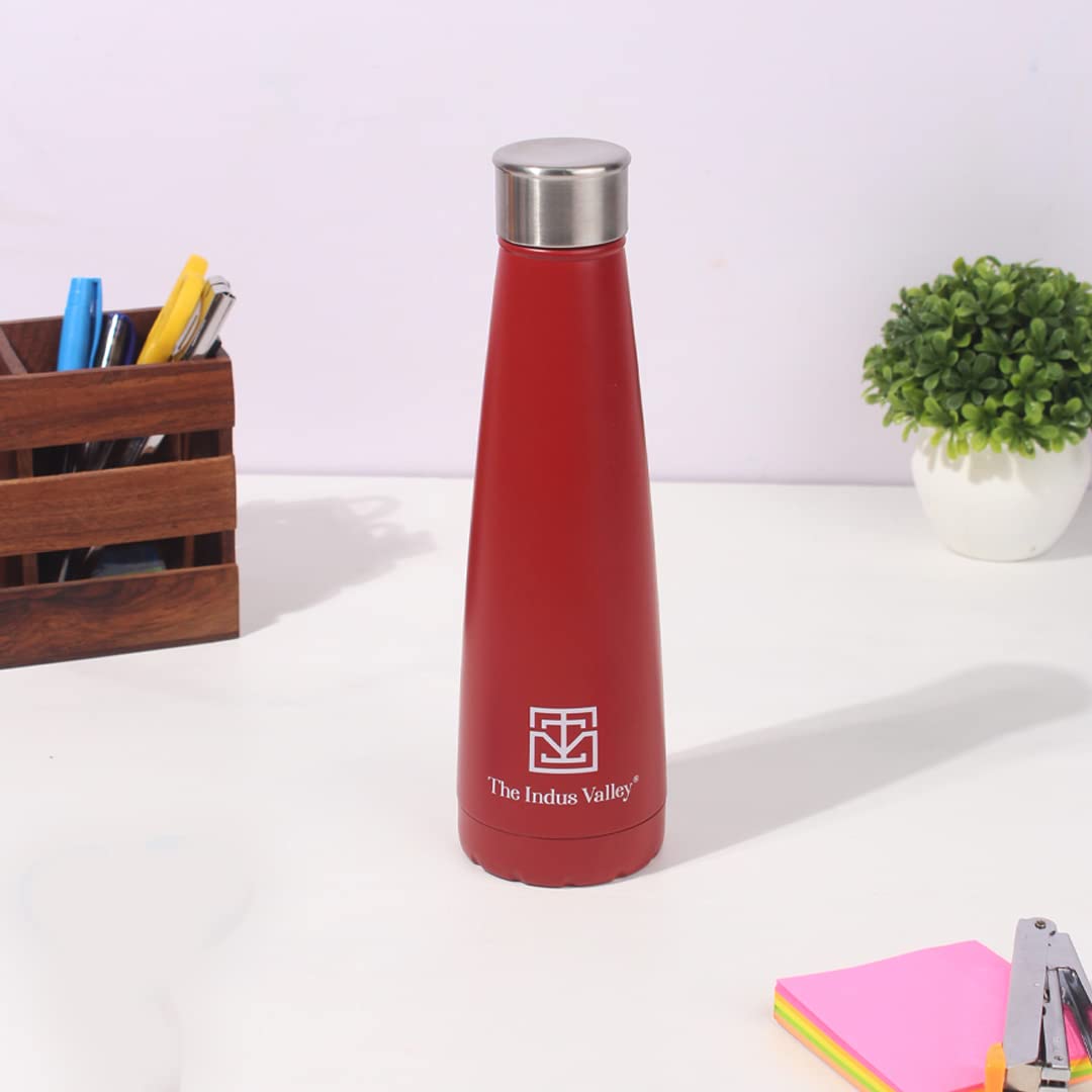 Pro-Hydro Vacuum Insulated Stainless Steel Narrow Mouth Bottle For School, College, Office - Red, 500ml | Double Walled, Hot & Cold Temperature, Leak Proof, BPA-Free