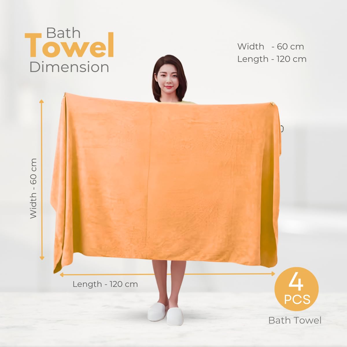 Black Gold The Finer Touch Premium Microfiber Bath Towels 1200 Gsm | Lightweight Ultra-Soft Fade Resistant (Yellow) - 3 Pcs