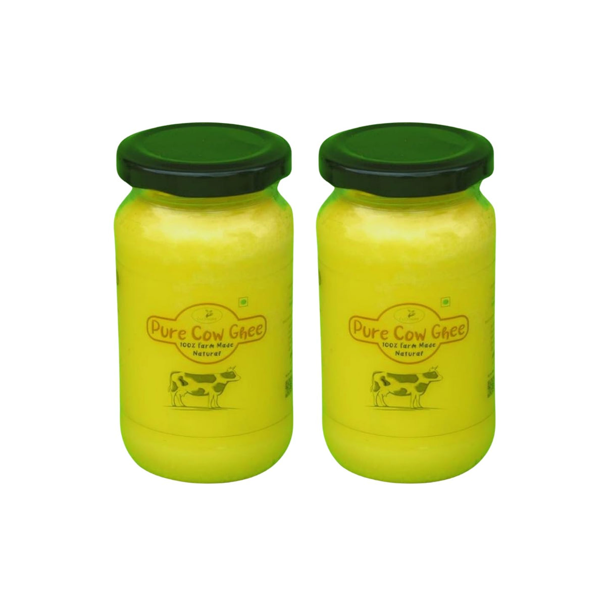 100% Natural Pure Cow Ghee By Cultiway Organics | Delicious & Nutrients Protein Fiber Healthy Desi Ghee Good For Desserts | 350ml (175ml * 2) 11.8 Ounce | Jar Pack