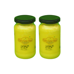 100% Natural Pure Cow Ghee By Cultiway Organics | Delicious & Nutrients Protein Fiber Healthy Desi Ghee Good For Desserts | 350ml (175ml * 2) 11.8 Ounce | Jar Pack