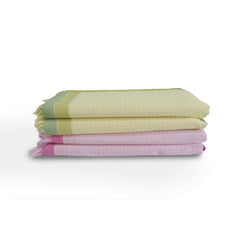 Athom Living Light Weight Cotton Premium Waffle Border Bath Towel | Pack Of 4