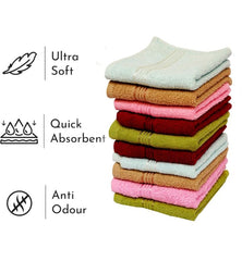Space Fly Soft Cotton Face Towel 450 Gsm | Absorbent Washcloths & Handkerchief Set For Home, Gym & Baby Care (Multicolor) - Set Of 3