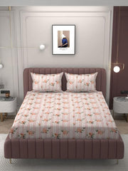 Elastic Fitted Bedsheet Queen Size With 2 Pillow Covers - 60 X 78 Inches, Pink | Lightweight, Soft & Comfortable | Durable & Long Lasting Wrinkle Resistant Fabric