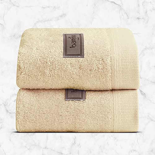 Spread Spain 100% Bamboo Face Towel 360 Gsm | Ultra Soft Absorbent, Quick Dry Towels For Facewash, Gym, Sports, Travel, Suitable For Acne Prone Skin | Pack Of 2 (Beige)