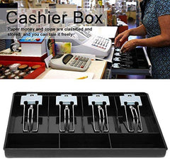 Abs Cash Tray Drawer, 4 Cash And 3 Coin Compartment, Cashier Storage Safe Box | 32.2 X 3.5 X 24.5 Cm, Colour - Black, Material - Abs Plastic
