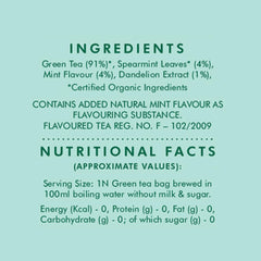 Eco Valley Organic Dandelion Mint Green Tea - 25 Tea Bags | Grown In The Nilgiri Mountains - Zero Calories, Rich In Antioxidant | Low Caffeine