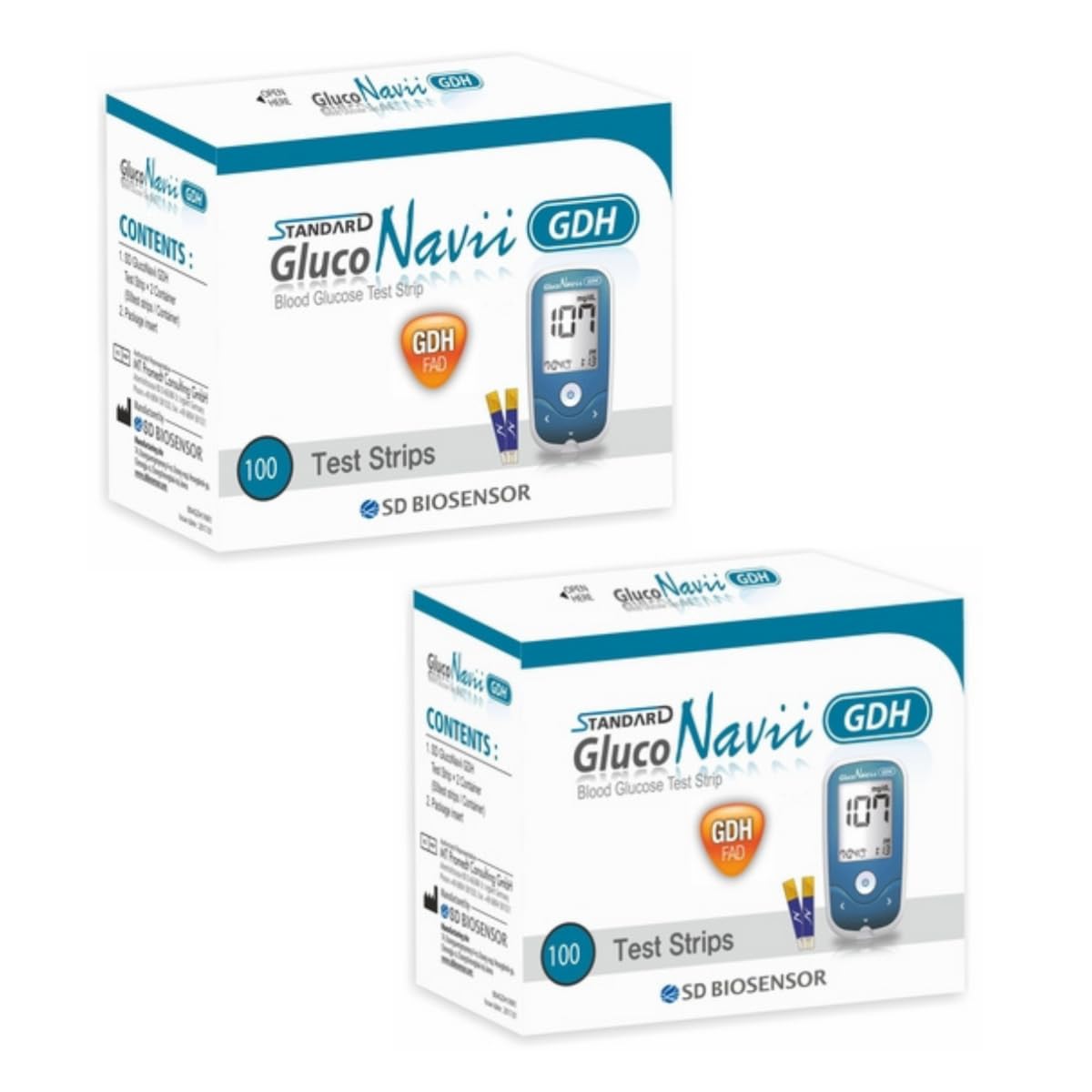 Standard Gluco Navii GDH Blood Glucose Test Strips - Pack Of 2X 100 Strips | Glucometer Strips