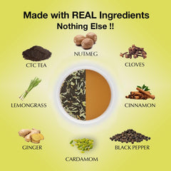 Tea Sense Lemongrass Masala Chai - 200gm, 7.05 Ounce | Assam CTC, Ginger, Cardamom, Clove, Cinnamon, Nutmeg, Black Pepper - Aromatic & Strong Flavor Chai Patti, High Caffeine | Zesty Spicy Blend