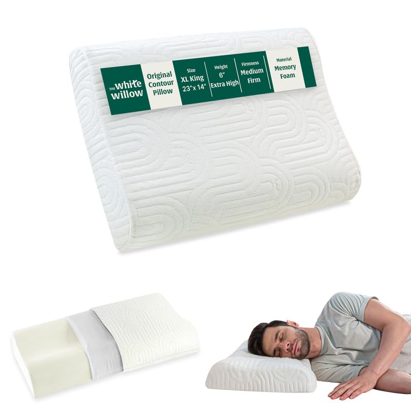 Orthopedic Cervical Pillow, Cooling Gel Memory Foam Pillow, White, XL King Size - 23 L X 14 W X 6 H Inch | Contour Neck Support, Sleeping Bed Pillow With Removable Cover, Comfortable Pillow