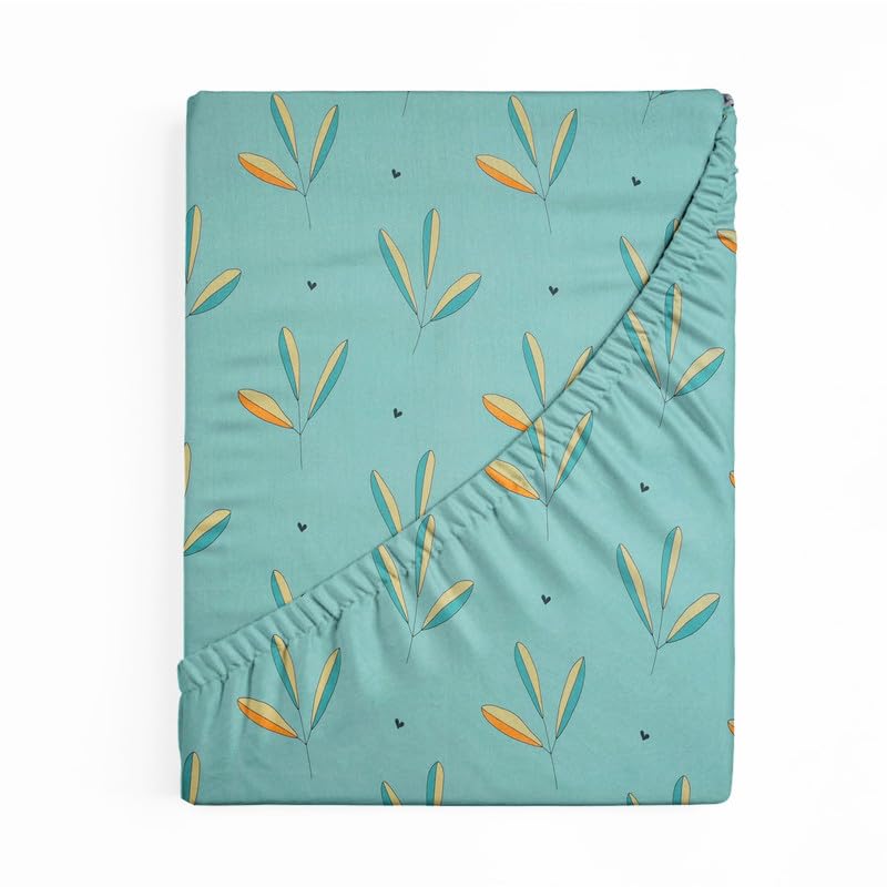 Elastic Fitted Bedsheets With 2 Pillow Covers - Size 78 X72+10 Inches, Mint Green | King Size Bed With All Around Elastic 220 TC Super Soft Breathable