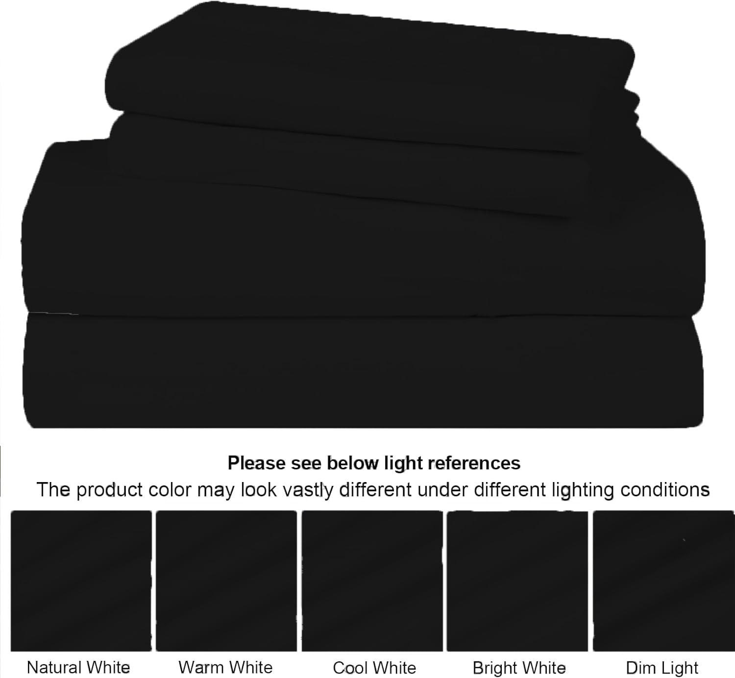 Solid King Size Fitted Bedsheet With 2 Pillow Cover - 72 X 78 + 12 Inches, Black | Comfortable, Wrinkle Resistant, Fade Resistant & Environmentally Friendly