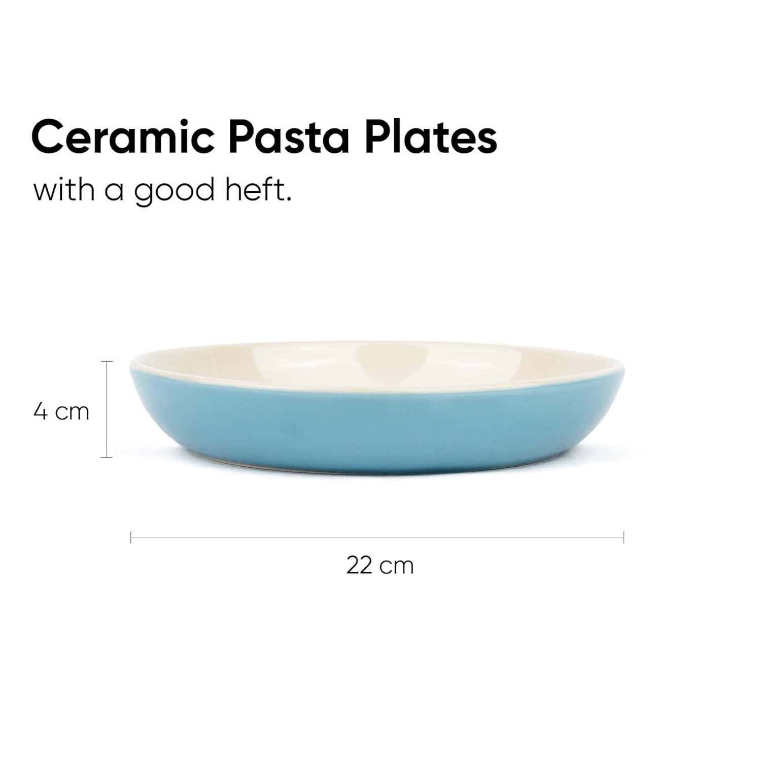 Ceramic Pasta Bowl Set Of 2 Pcs, 22cm - Blue Outside, 300ml Each | Stoneware Ceramic Serving Bowls With Glossy Finish | Pasta Plate - Deep Plate | Ceramic Bowl - Pasta Serving Plate