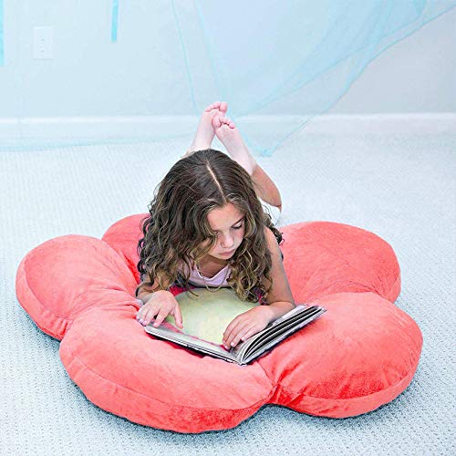 Polyester Flower Shaped Pillow, Decorative Floor Cushion, Peach - 16 X 16 Inch | Furniture Cushion, Washable, For Kids Room & Living Room, Bed Room | Flower Floor Cushion - Pack Of 1