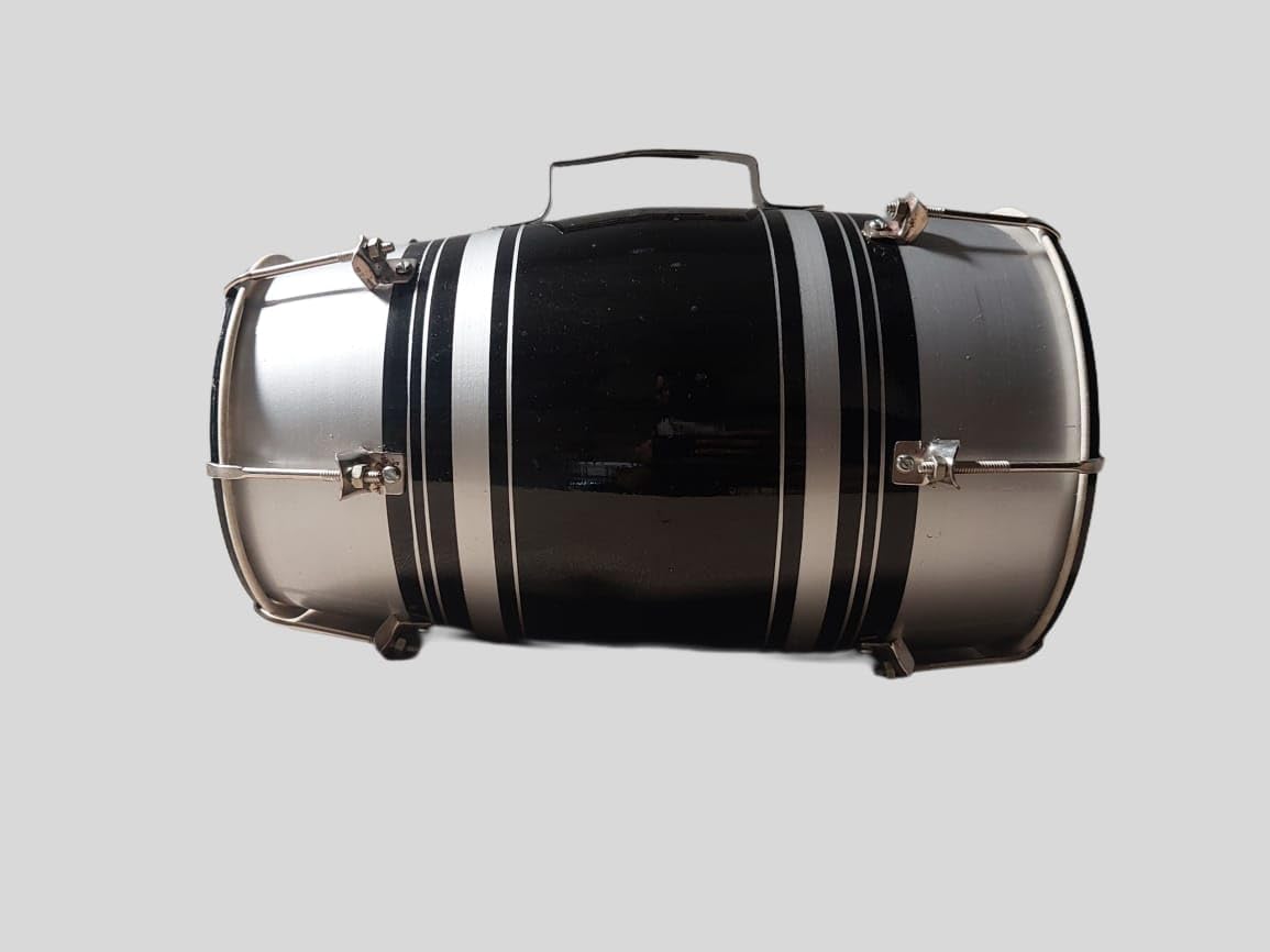 Baby Dholak Drum Nuts & Bolt - Black & Grey | Perfectly Symmetric Round Dholak - Dholak For Festival, Wedding, Satsang | Bolt Tuned Wedding Dholki - Suitable For Both Kids & Adults