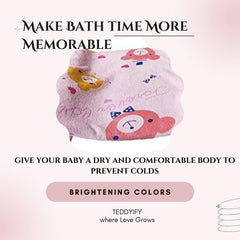 Teddyify Soft Cotton Baby Bath Towel 250 Gsm | Infants, New Born Babies Towel High Absorbent, Soft Cotton Premium Washcloth (Pink)