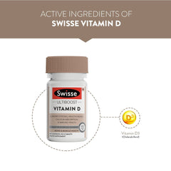 Swisse Vitamin D - 100% Rda Of Vitamin D3 High Absorption Vitamin D3 For Healthy Bones, Immunity & Strong Muscles | 90 Tablets , 150gm 0.3lbs