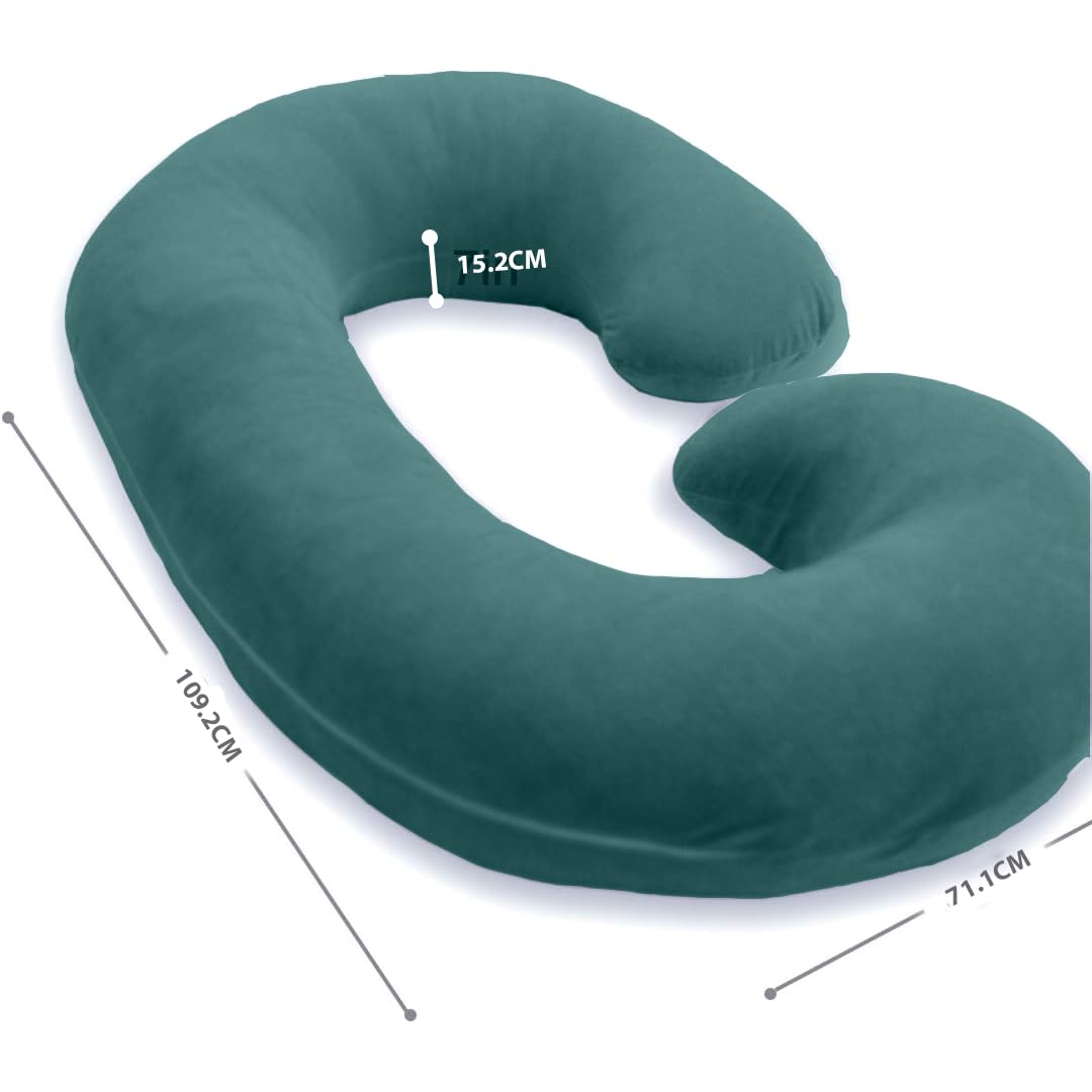 C Shaped Pillow, Pregnancy Pillow For Pregnant Women, Maternity Pillow, Green Color | Pregnancy Gifts For Women, Maternity Soft Pillows For Pregnancy Sleeping, Washable Velvet Cover
