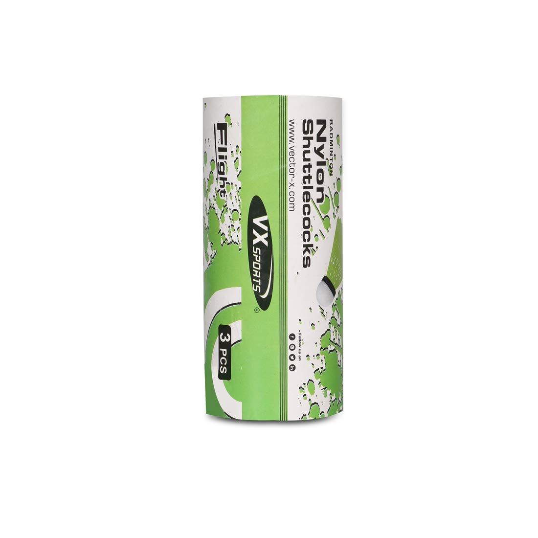 Vector X Flight Nylon Badminton ShuttleCock , Green | Pack Of 3 , Suitable for Beginners