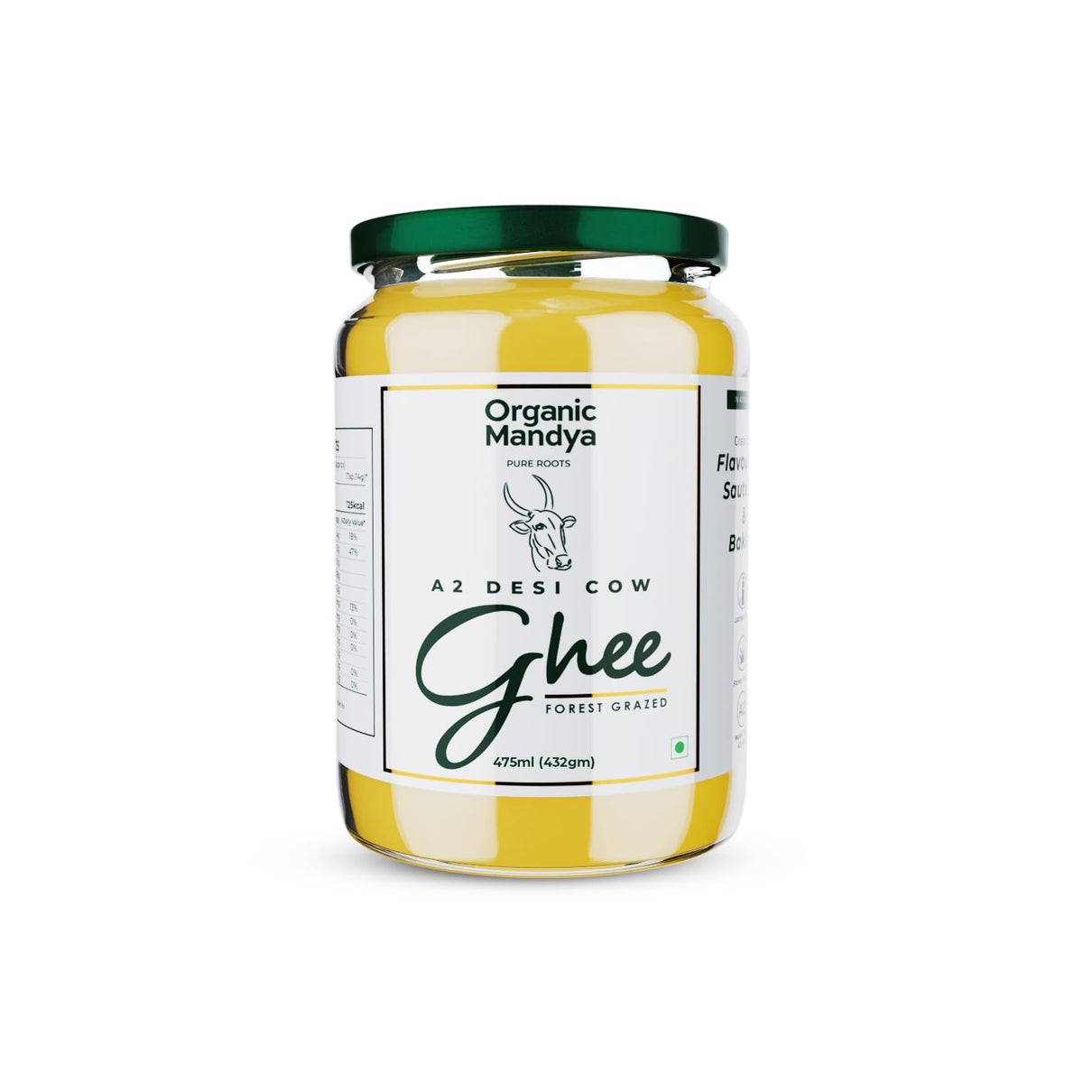 100% Pure A2 Desi Cow Ghee By Organic Mandya | Highly Nutritious Helps Keep Your Heart Healthy Desi Cow Ghee | (475ml) 16.0 Ounce | Jar Pack
