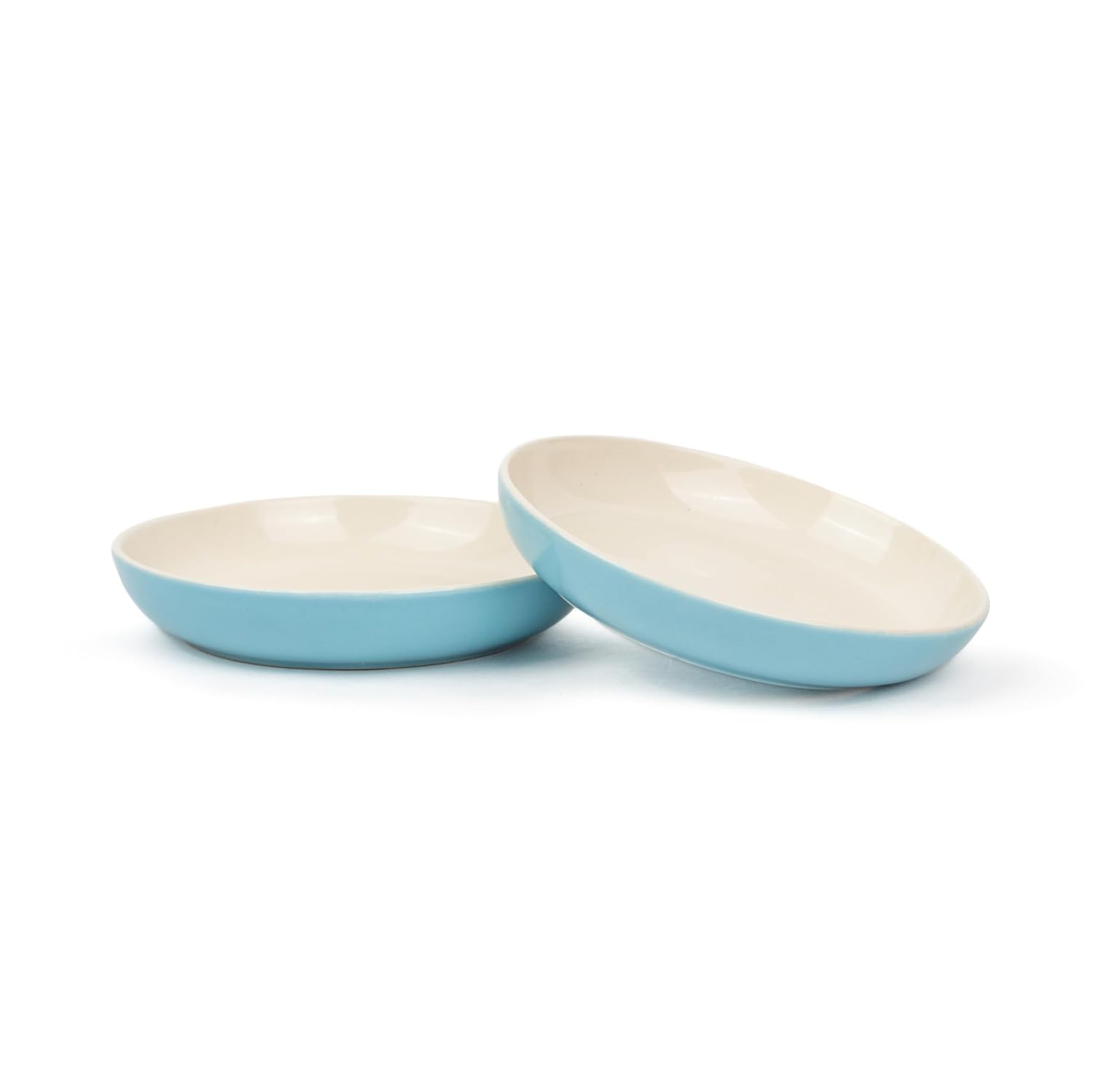 Snack Plates Set Of 6, Blue Slow Series | Snacks Plates Set - Dessert Plates | Small Plates With Glossy Finish - Deep Snack Plates | Microwave Safe & Chip Resistant