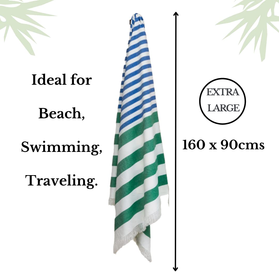 Mush 100% Bamboo Extra Large Bath Towels 700 Gsm | Ultra Soft, Absorbent, Quick Dry Bath Towel For Men & Women (Blue Dark Green & Peach Turquoise)- Pack Of 2