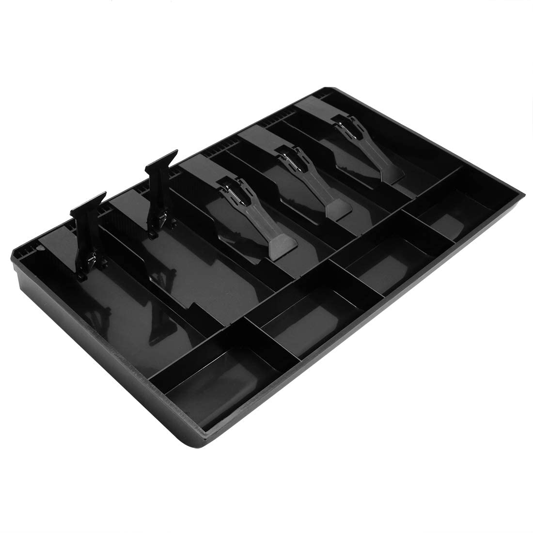 Abs Plastic Cash Tray - 5 Cash, Bills & 4 Coin Compartment Cash Drawer Safe Box, Special Feature - Compact, Colour - Black