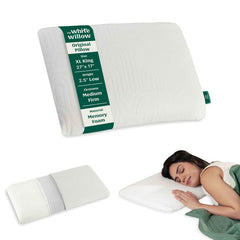 Thin Pillow For Sleeping, Orthopedic Cervical Pillow - King Size - 2.5 Inch | Slim Memory Foam Pillow For Neck & Shoulder Pain Relief, Flat Pillow, Washable Cover - Pack Of 1