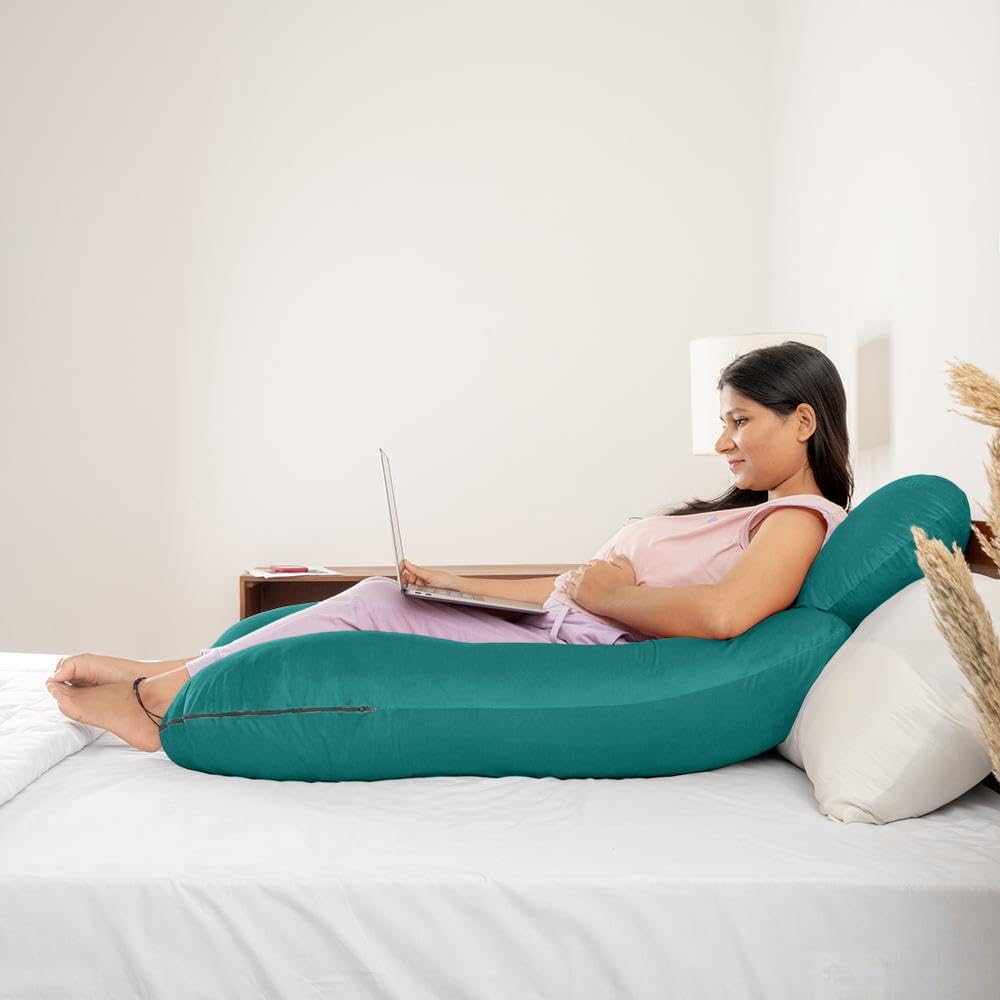 Pregnancy Pillow, G Shaped Pillow, Maternity Pillow For Sleeping - Peacock Green | Soft Pillow For Pregnant Mothers, Pillow For Pregnant Women | Removable Velvet Cover, For Pain Relief